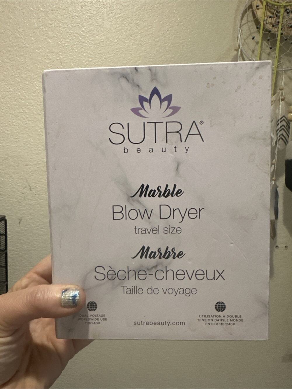 SUTRA Beauty Travel Size Blow Dryer Marble 1000 Watt Lightweight NEW